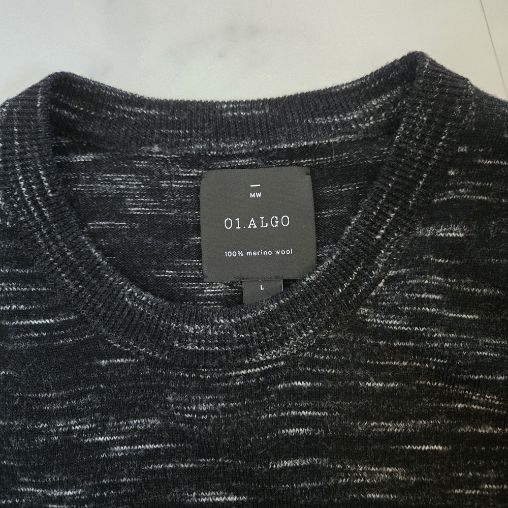 Algo Mens Large Marbled Merino Wool Long Sleeve Crew Neck Sweater - Picture 3 of 6